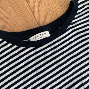 Sandro Black And White Striped Long Sleeve Shirt